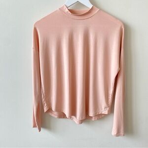 Madewell Soft Pink Long Sleeve Mock Neck Flowy Blouse